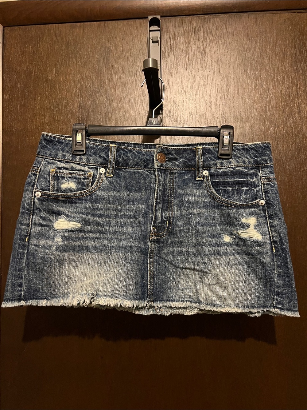 American Eagle Outfitters Distressed Denim Mini Skirt - Blue